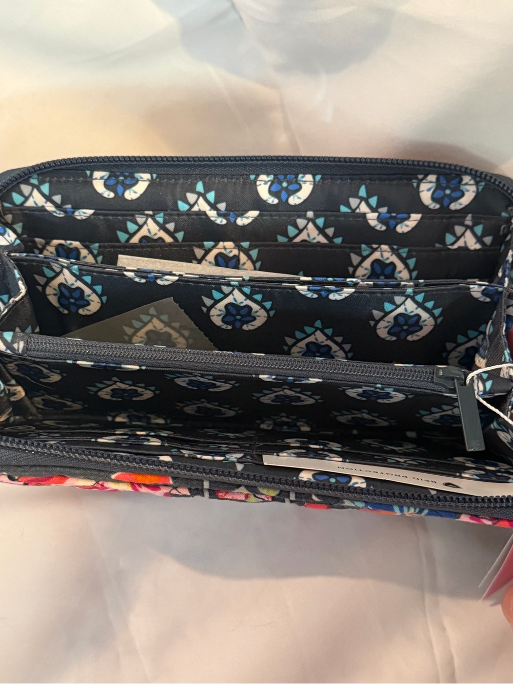 Vera Bradley Quilted Floral Wristlet - Black with Multicolor Blooms - Picture 6 of 7